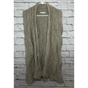 Cabi Womens Vest Long Cable Knit Beige Cotton Wool Yak Blend XS.